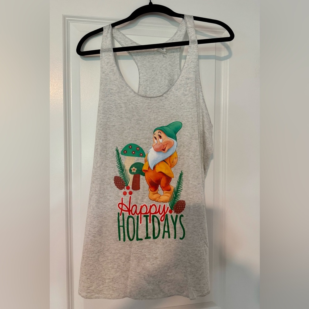 Disney Gray Tank Top with Dwarf and Holiday Design